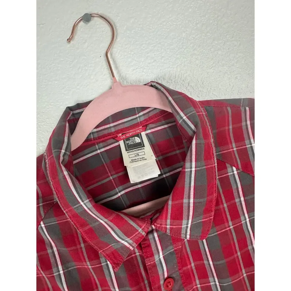 The North Face Plaid Shirt Red Gray Gorpcore Hiking Outdoor Core